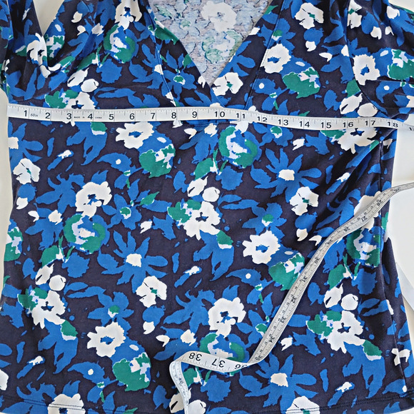100% Cotton Floral V-neck Career Top L - Picture 5 of 7
